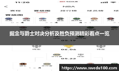 掘金与爵士对决分析及胜负预测精彩看点一览